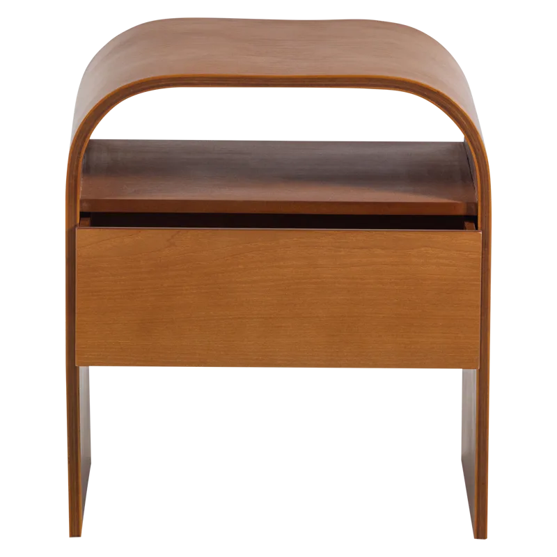 Momo Runt Retro Sängbord & Nattduksbord 40 cm i Trä med Valnötsutseende, Förvaring med Låda - Brun - Möbler - Bord & matgrupp - Avlastningsbord & sidobord - Sängbord & nattduksbord