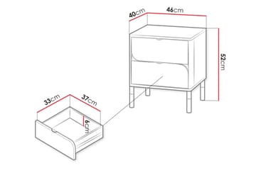Monfort Sängbord 46 cm - Beige - Möbler - Bord & matgrupp - Avlastningsbord & sidobord - Sängbord & nattduksbord
