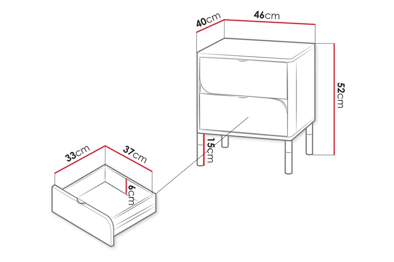 Monfort Sängbord 46 cm - Beige - Möbler - Bord & matgrupp - Avlastningsbord & sidobord - Sängbord & nattduksbord