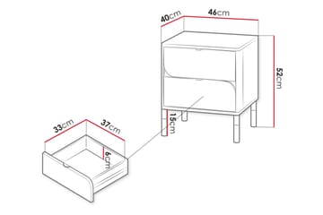 Monfort Sängbord 46 cm - Beige - Möbler - Bord & matgrupp - Avlastningsbord & sidobord - Sängbord & nattduksbord