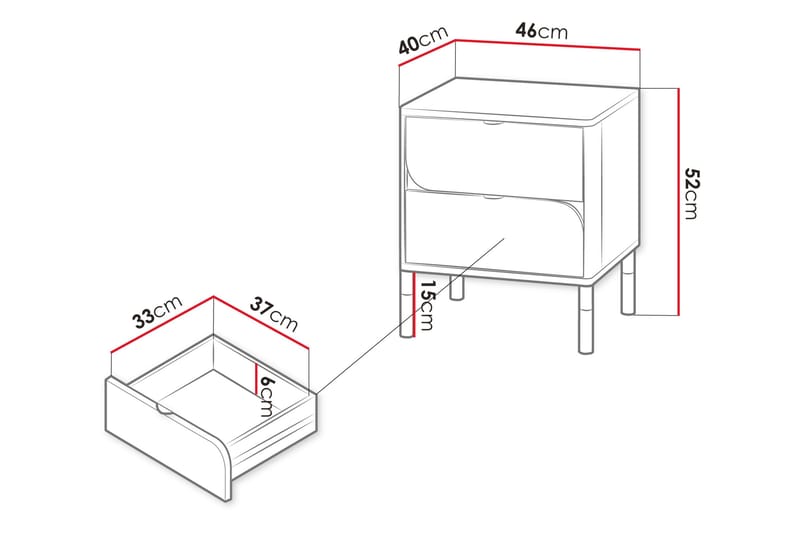 Monfort Sängbord 46 cm - Beige - Möbler - Bord & matgrupp - Avlastningsbord & sidobord - Sängbord & nattduksbord
