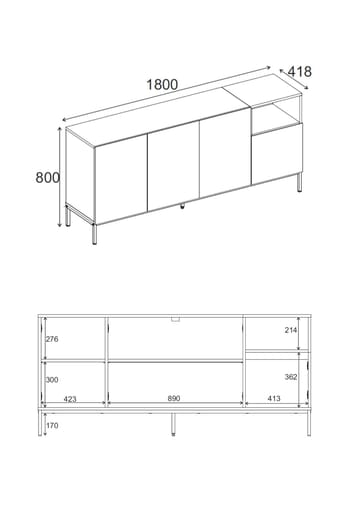 Morlen Konsol 180x80x41,8 cm - Natural Oak, Wood Black, Sandstone - Möbler - Bord & matgrupp - Avlastningsbord & sidobord - Konsolbord & hallbord
