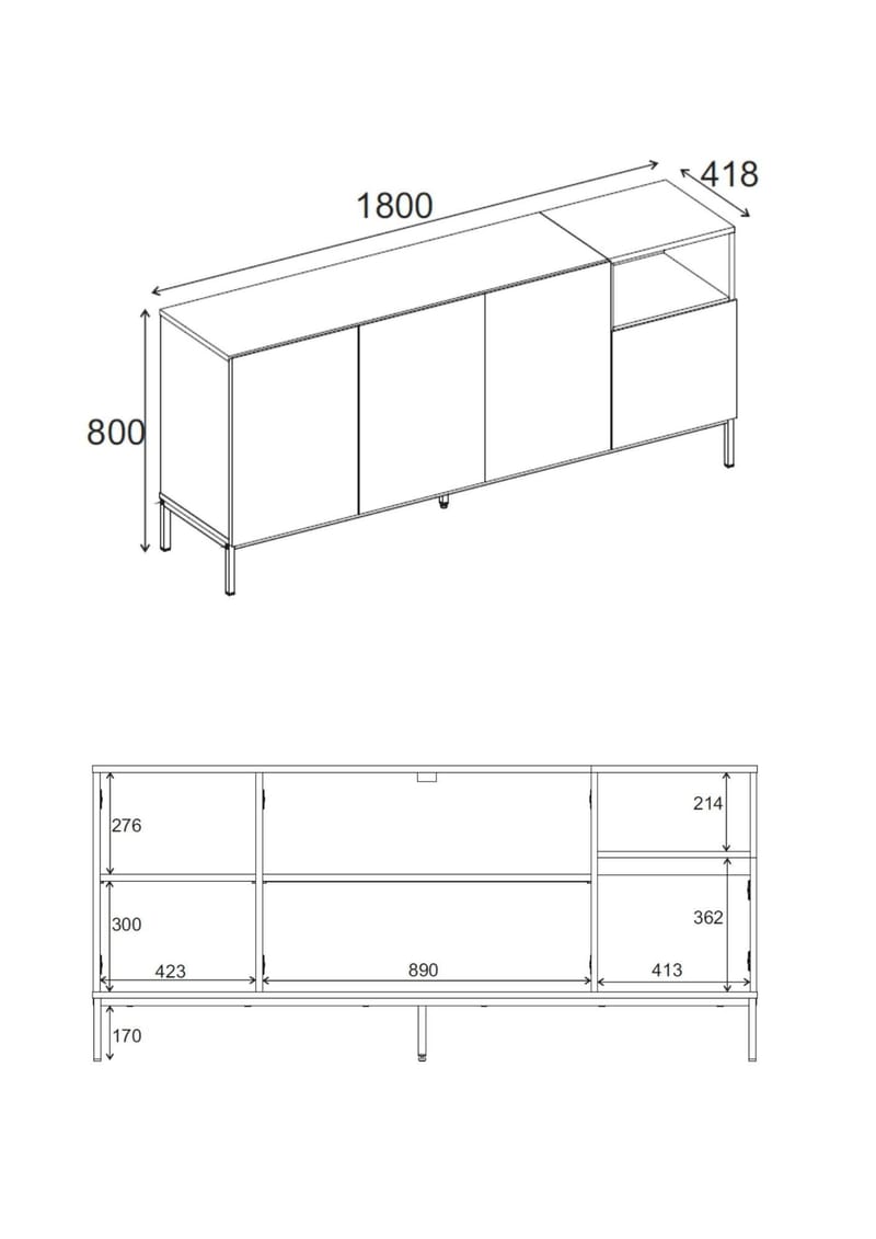 Morlen Konsol 180x80x41,8 cm - Natural Oak, Wood Black, Sandstone - Möbler - Bord & matgrupp - Avlastningsbord & sidobord - Konsolbord & hallbord
