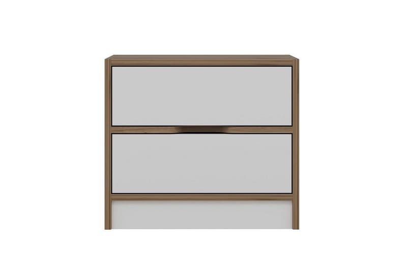 Munna Sängbord & Nattduksbord 54 cm med Trä- och Valnötsutseende, Förvaring med Lådor - Vit/Brun - Möbler - Bord & matgrupp - Avlastningsbord & sidobord - Sängbord & nattduksbord