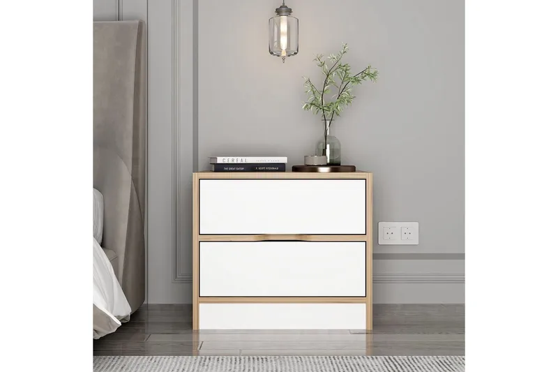 Munna Sängbord 54 cm - Valnöt/Vit - Möbler - Bord & matgrupp - Avlastningsbord & sidobord - Sängbord & nattduksbord