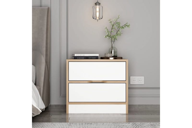 Munna Sängbord 54 cm - Valnöt/Vit - Möbler - Bord & matgrupp - Avlastningsbord & sidobord - Sängbord & nattduksbord