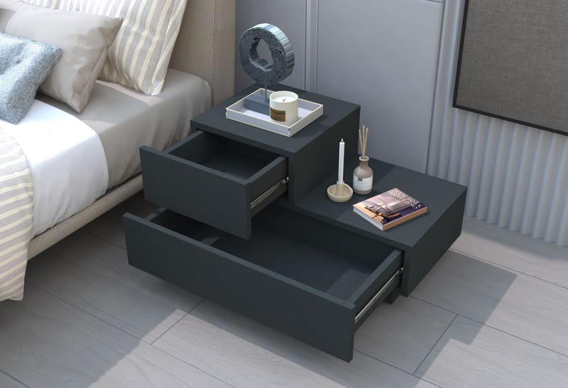 Mutki Nattduksbord 70x35x38,3 cm - Antracit - Möbler - Bord & matgrupp - Avlastningsbord & sidobord - Sängbord & nattduksbord
