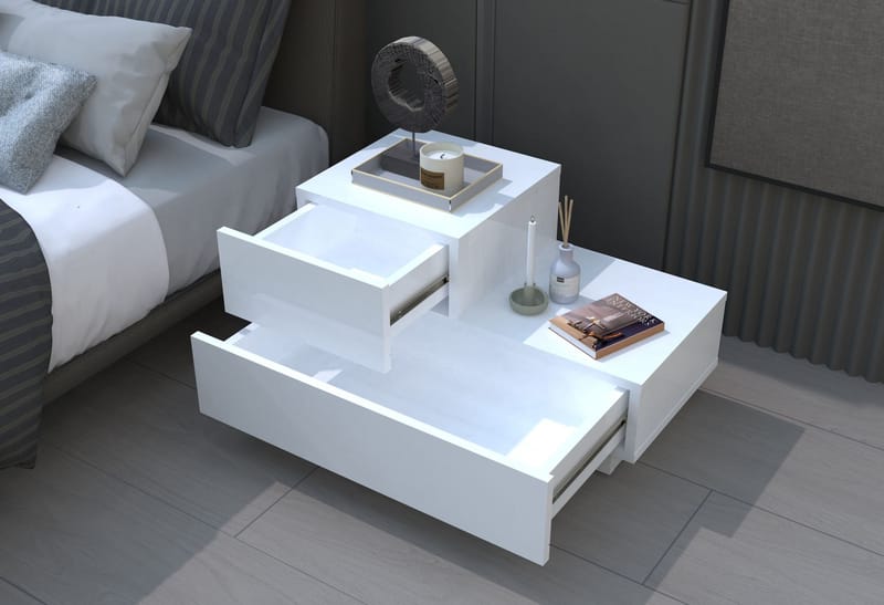 Mutki Nattduksbord 70x35x38,3 cm - Vit - Möbler - Bord & matgrupp - Avlastningsbord & sidobord - Sängbord & nattduksbord