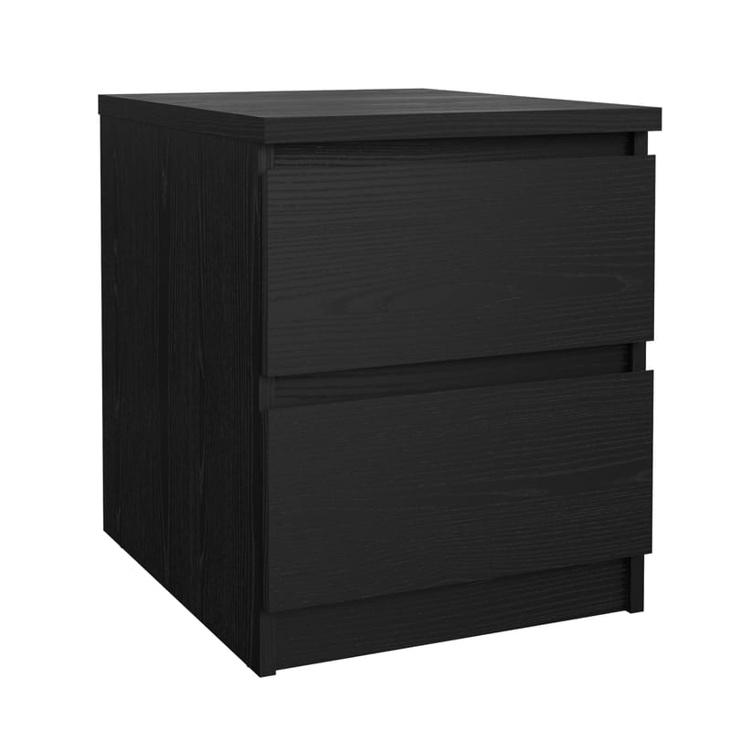 Naia Sängbord & Nattduksbord 40x50x50 cm i Trä med Valnötsutseende, Förvaring med 2 Lådor - Svart - Möbler - Bord & matgrupp - Avlastningsbord & sidobord - Sängbord & nattduksbord