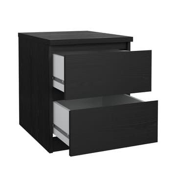 Naia Sängbord & Nattduksbord 40x50x50 cm i Trä med Valnötsutseende, Förvaring med 2 Lådor - Svart - Möbler - Bord & matgrupp - Avlastningsbord & sidobord - Sängbord & nattduksbord