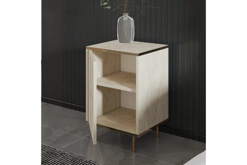 Nattduksbord Imaj Travertin / Rany - Beige/Guld - Möbler - Bord & matgrupp - Avlastningsbord & sidobord - Sängbord & nattduksbord