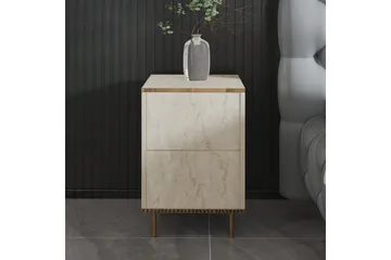 Nattduksbord Imaj Travertin / Rany - Beige/Guld - Möbler - Bord & matgrupp - Avlastningsbord & sidobord - Sängbord & nattduksbord