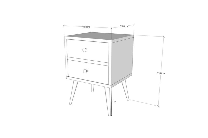 Nattduksbord Scharver 40 cm - Vit|Valnöt - Sängbord & nattduksbord