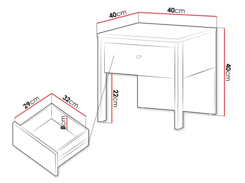 Navron Sängbord 40 cm - Beige/Svart - Möbler - Bord & matgrupp - Avlastningsbord & sidobord - Sängbord & nattduksbord