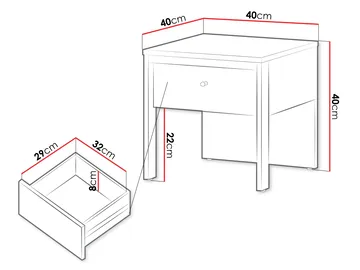 Navron Sängbord 40 cm - Beige/Svart - Möbler - Bord & matgrupp - Avlastningsbord & sidobord - Sängbord & nattduksbord
