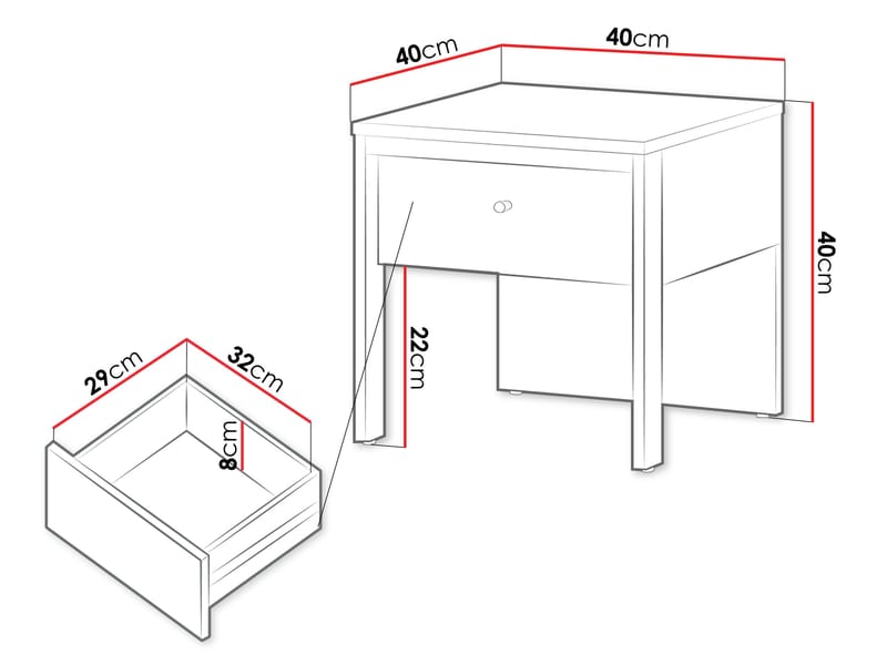 Navron Sängbord 40 cm - Beige/Svart - Möbler - Bord & matgrupp - Avlastningsbord & sidobord - Sängbord & nattduksbord