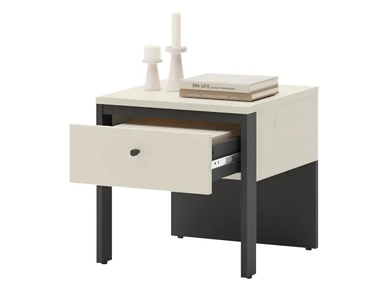 Navron Sängbord 40 cm - Beige/Svart - Möbler - Bord & matgrupp - Avlastningsbord & sidobord - Sängbord & nattduksbord