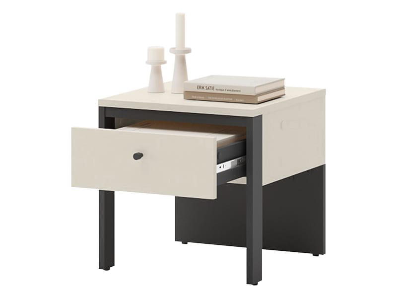 Navron Sängbord 40 cm - Beige/Svart - Möbler - Bord & matgrupp - Avlastningsbord & sidobord - Sängbord & nattduksbord