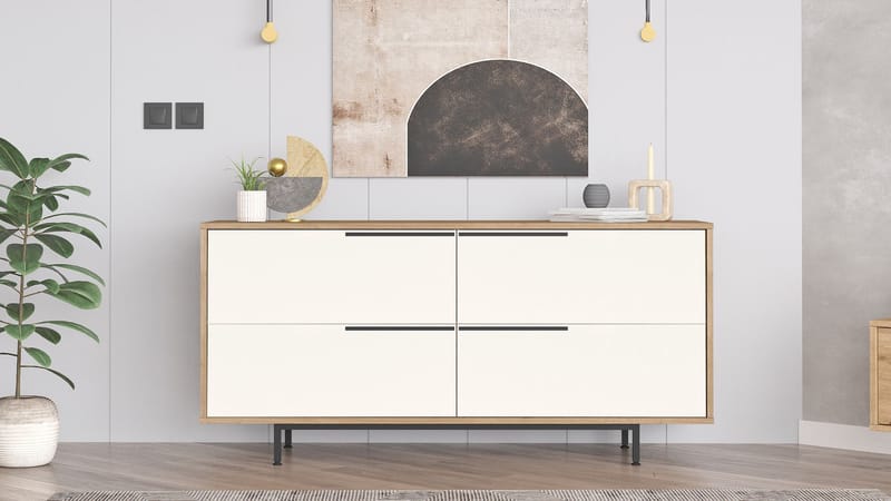 Nilena Konsol 160x74,3x44,5 cm - Ek och vitt - Möbler - Bord & matgrupp - Avlastningsbord & sidobord - Konsolbord & hallbord