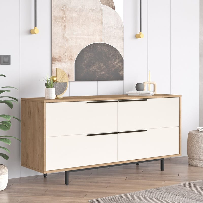 Nilena Konsol 160x74,3x44,5 cm - Ek och vitt - Möbler - Bord & matgrupp - Avlastningsbord & sidobord - Konsolbord & hallbord