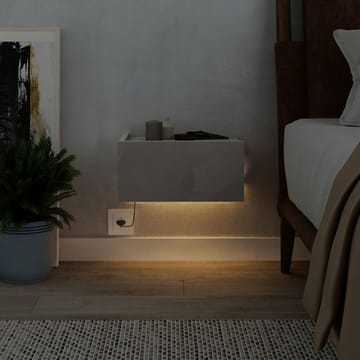 Nilena Vägghängt Sängbord & Nattduksbord med LED-belysning och Låda 38 cm i Trä & Travertin - Beige - Möbler - Bord & matgrupp - Avlastningsbord & sidobord - Sängbord & nattduksbord