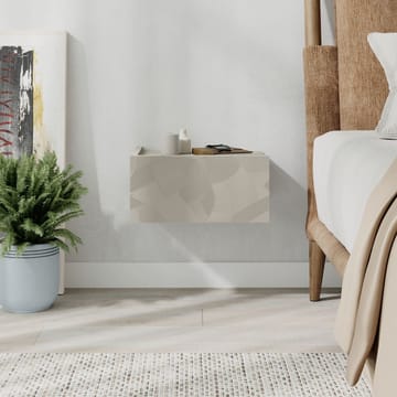 Nilena Vägghängt Sängbord 38 cm med Travertinutseende, Förvaring med Låda - Beige - Möbler - Bord & matgrupp - Avlastningsbord & sidobord - Sängbord & nattduksbord