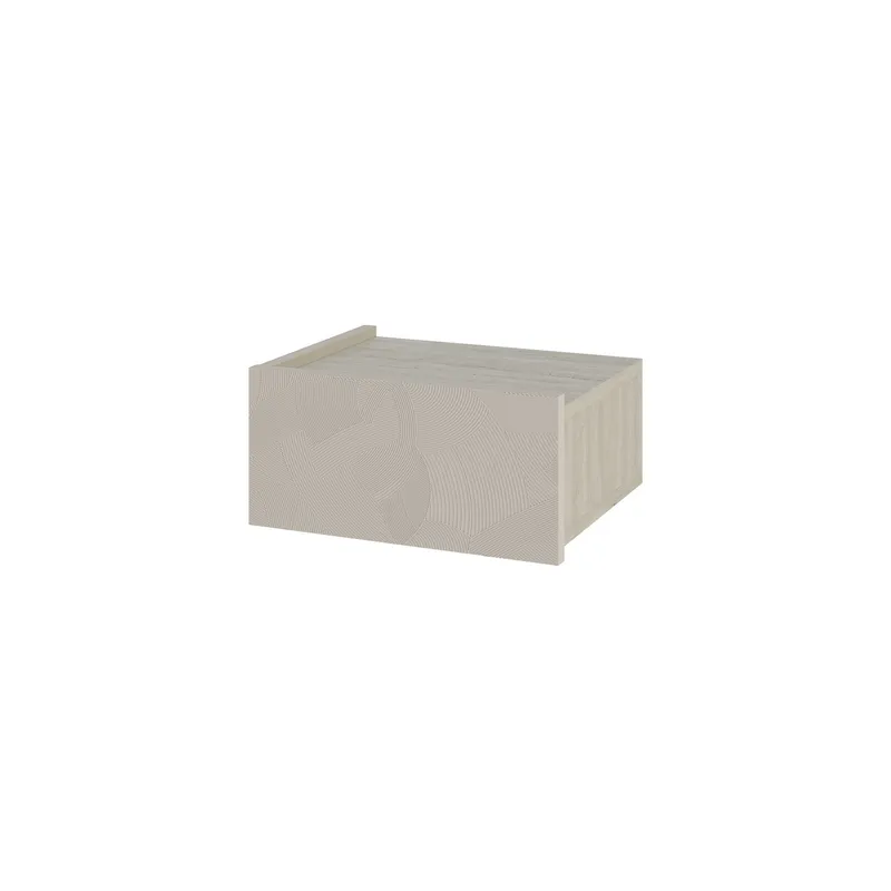 Nilena Vägghängt Sängbord 38 cm med Travertinutseende, Förvaring med Låda, Beige