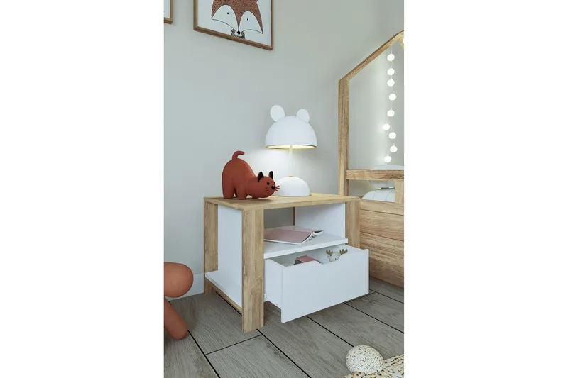 Nordhs Sängbord 60 cm - Ljusbrun/Vit - Möbler - Bord & matgrupp - Avlastningsbord & sidobord - Sängbord & nattduksbord