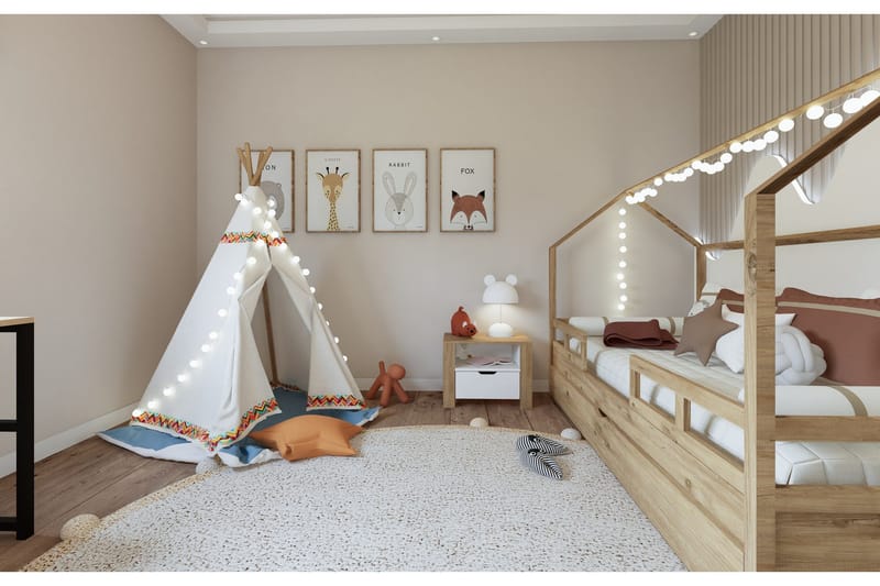 Nordhs Sängbord 60 cm - Ljusbrun/Vit - Möbler - Bord & matgrupp - Avlastningsbord & sidobord - Sängbord & nattduksbord