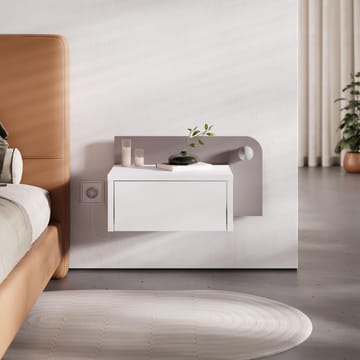 Nosina Sängbord 52 cm - Vitt och ljus mocka - Möbler - Bord & matgrupp - Avlastningsbord & sidobord - Sängbord & nattduksbord