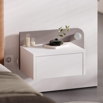 Nosina Vägghängt Sängbord & Nattduksbord med LED-belysning och Låda 52 cm i Trä - Vit/Brun - Möbler - Bord & matgrupp - Avlastningsbord & sidobord - Sängbord & nattduksbord