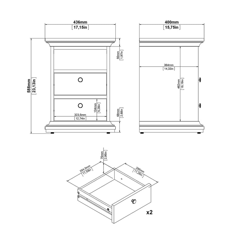 Paris Nattduksbord 43x40x59 cm - Möbler - Bord & matgrupp - Avlastningsbord & sidobord - Sängbord & nattduksbord