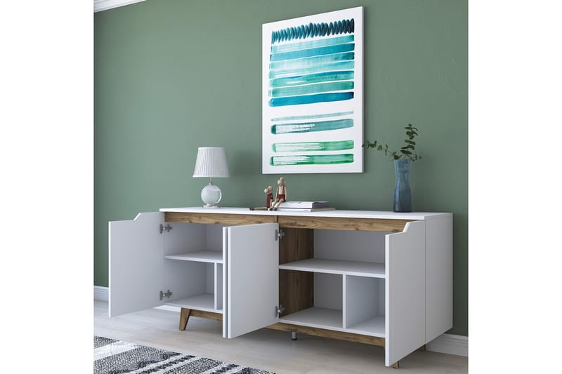 Porzic Konsollbord 180 cm - Vit/Mörkbrun - Möbler - Bord & matgrupp - Avlastningsbord & sidobord - Konsolbord & hallbord