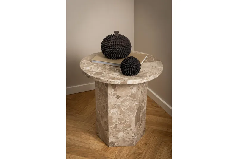 Prisa Runt Sidobord i Marmor Sten 50 cm - Beige - Möbler - Bord & matgrupp - Avlastningsbord & sidobord - Lampbord & sidobord