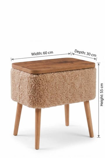 Queno Sängbord 60x55x30 cm - Beige och natur - Möbler - Bord & matgrupp - Avlastningsbord & sidobord - Sängbord & nattduksbord