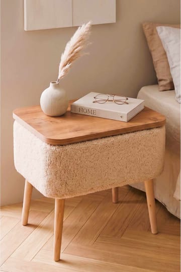 Queno Sängbord 60x55x30 cm - Beige och natur - Möbler - Bord & matgrupp - Avlastningsbord & sidobord - Sängbord & nattduksbord