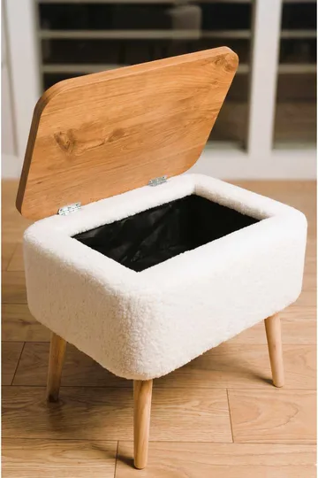Queno Sängbord 60x55x30 cm - Vit och natur - Möbler - Bord & matgrupp - Avlastningsbord & sidobord - Sängbord & nattduksbord