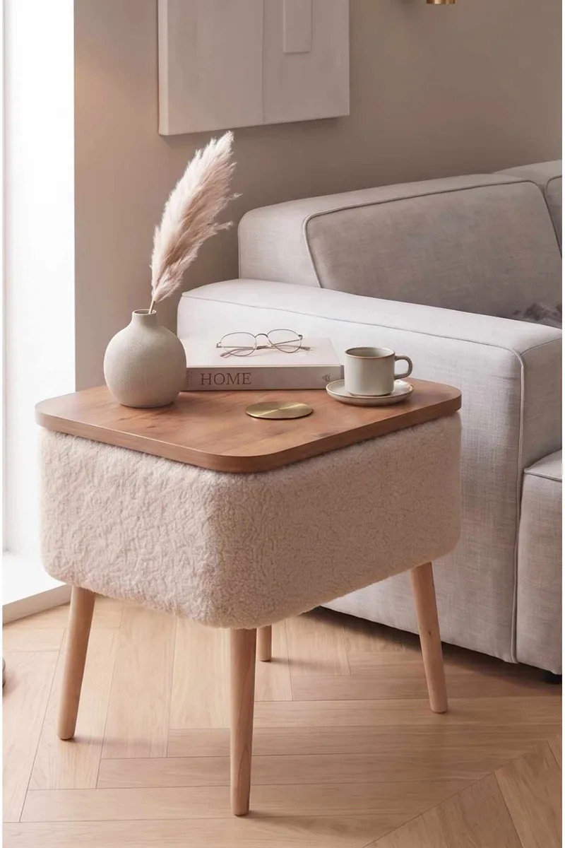 Queno Sidobord 60x65x30 cm - Beige - Möbler - Bord & matgrupp - Avlastningsbord & sidobord - Brickbord & småbord