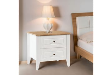 Ranko Sängbord 60 cm - Mediumfärgat trä/Vit - Möbler - Bord & matgrupp - Avlastningsbord & sidobord - Sängbord & nattduksbord