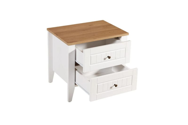Ranko Sängbord 60 cm - Mediumfärgat trä/Vit - Möbler - Bord & matgrupp - Avlastningsbord & sidobord - Sängbord & nattduksbord