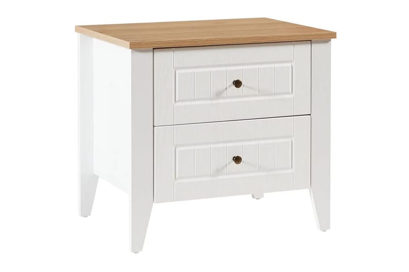 Ranko Sängbord 60 cm - Mediumfärgat trä/Vit - Möbler - Bord & matgrupp - Avlastningsbord & sidobord - Sängbord & nattduksbord