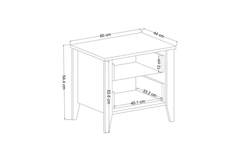 Ranko Sängbord 60 cm - Mediumfärgat trä/Vit - Möbler - Bord & matgrupp - Avlastningsbord & sidobord - Sängbord & nattduksbord