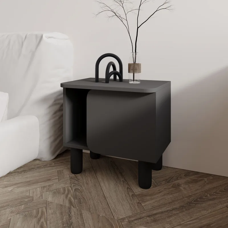 Relento Sängbord 50 cm, Öppen Förvaring - Antracit - Möbler - Bord & matgrupp - Avlastningsbord & sidobord - Sängbord & nattduksbord