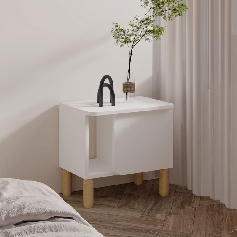 Relento Sängbord 50 cm, Öppen Förvaring - Vit - Möbler - Bord & matgrupp - Avlastningsbord & sidobord - Sängbord & nattduksbord