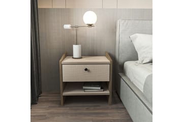 Retzow Sängbord - Valnöt/Beige - Möbler - Bord & matgrupp - Avlastningsbord & sidobord - Sängbord & nattduksbord