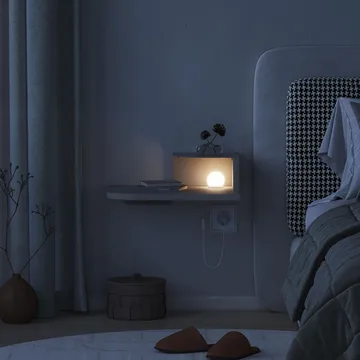 Rilina Vägghängt Sängbord 40 cm med Ljust Träutseende, Förvaring med Hylla och LED-belysning - Beige - Möbler - Bord & matgrupp - Avlastningsbord & sidobord - Sängbord & nattduksbord
