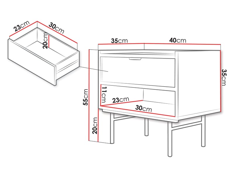 Rolden sängbord 40x55 cm - Hickoryek - Möbler - Bord & matgrupp - Avlastningsbord & sidobord - Sängbord & nattduksbord
