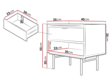 Rolden sängbord 40x55 cm - Valnöt - Möbler - Bord & matgrupp - Avlastningsbord & sidobord - Sängbord & nattduksbord