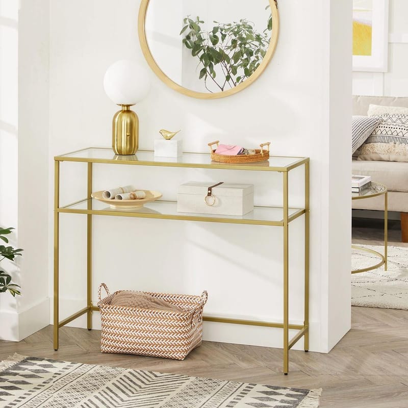 Rovena Byrå 90 cm - Guld/transparent - Möbler - Bord & matgrupp - Avlastningsbord & sidobord - Konsolbord & hallbord