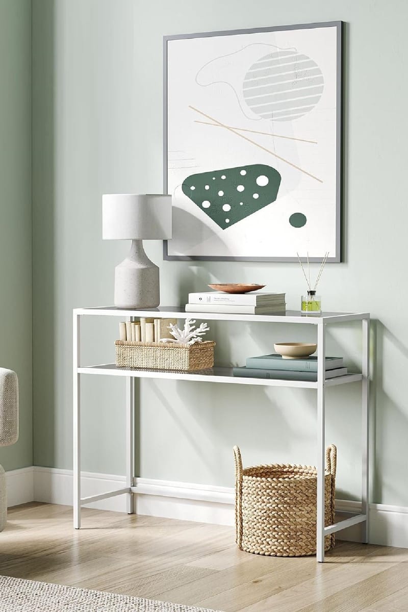 Rovena Byrå 90 cm - Vit och transparent - Möbler - Bord & matgrupp - Avlastningsbord & sidobord - Konsolbord & hallbord